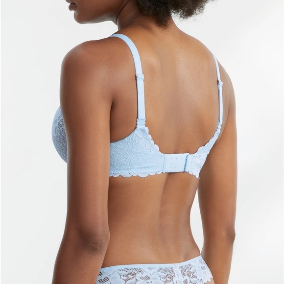 Bare Necessities Womens NWT Breezy Blue Floral Lace Balconette Underwire Bra 32C - Picture 8 of 10